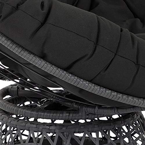 OSP Home Furnishings Wicker Papasan Chair with 360-Degree Swivel, Brown Frame with Brown Cushion