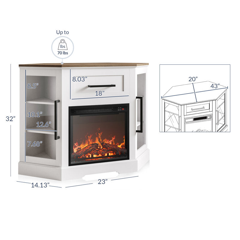 Lakeisha TV Stand for to 43" with Electric Fireplace Included
