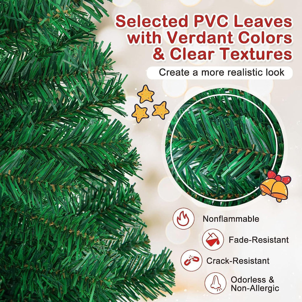 Goplus 7ft Artificial White Christmas Tree Xmas Pine Tree with Solid Metal Legs Perfect for Indoor and Outdoor Holiday Decoration