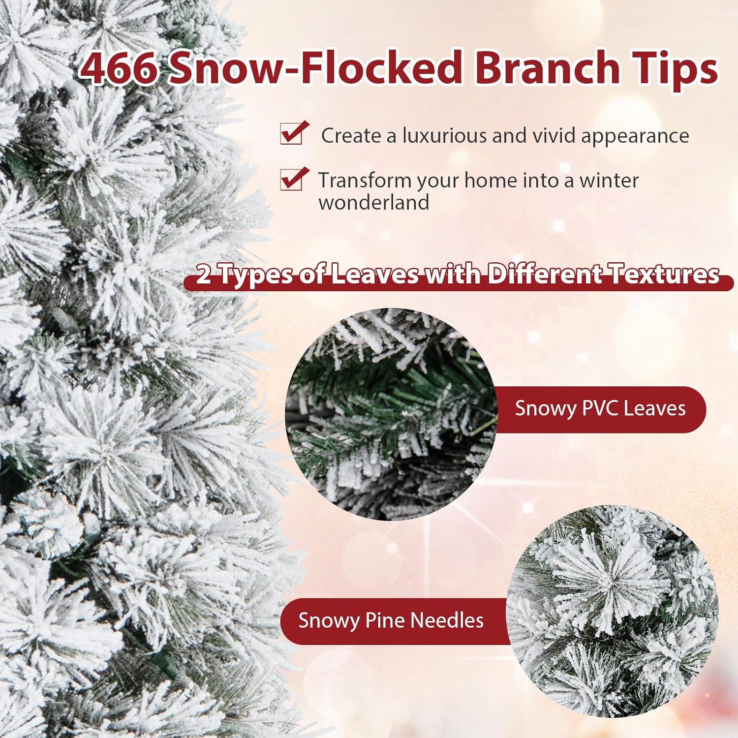 Goplus 7ft Artificial White Christmas Tree Xmas Pine Tree with Solid Metal Legs Perfect for Indoor and Outdoor Holiday Decoration