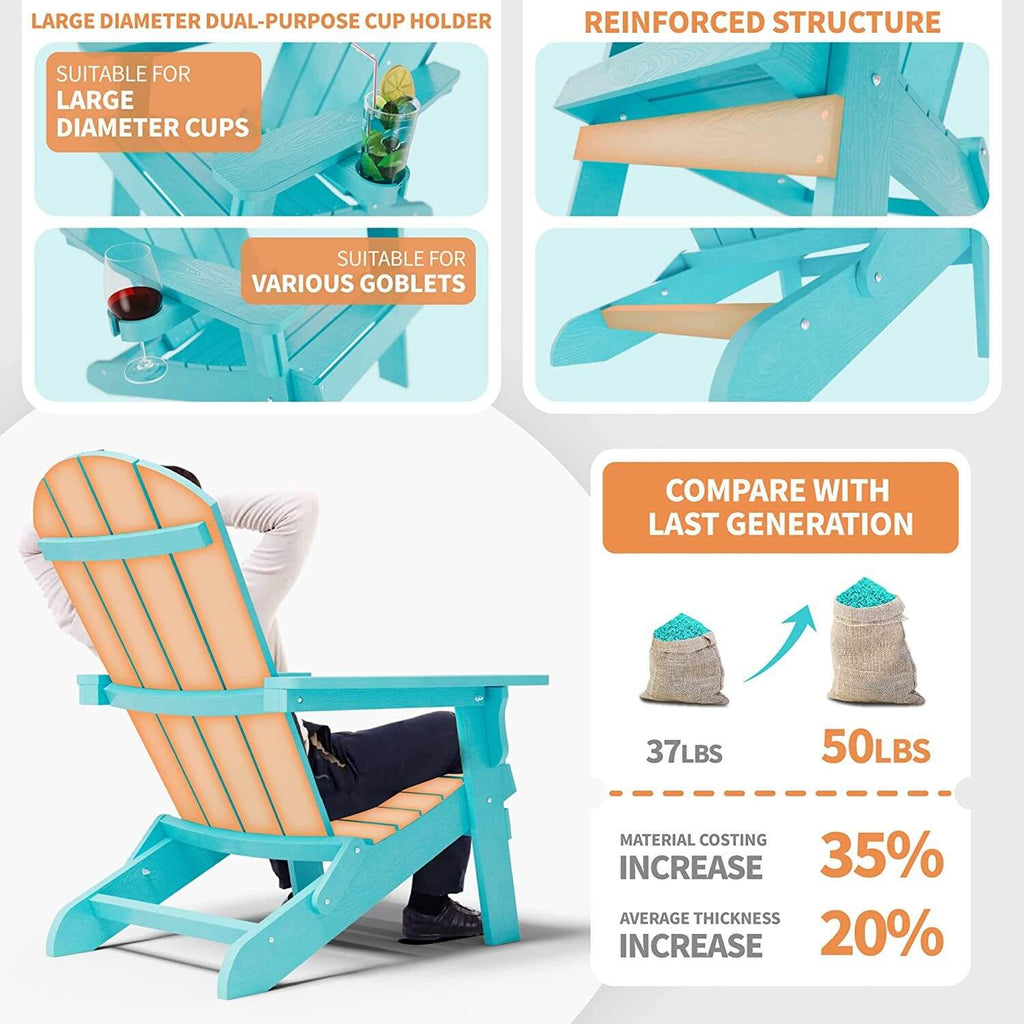 Weather Resistant Blue Recycled Plastic Outdoor Patio Chair (Set of 4)