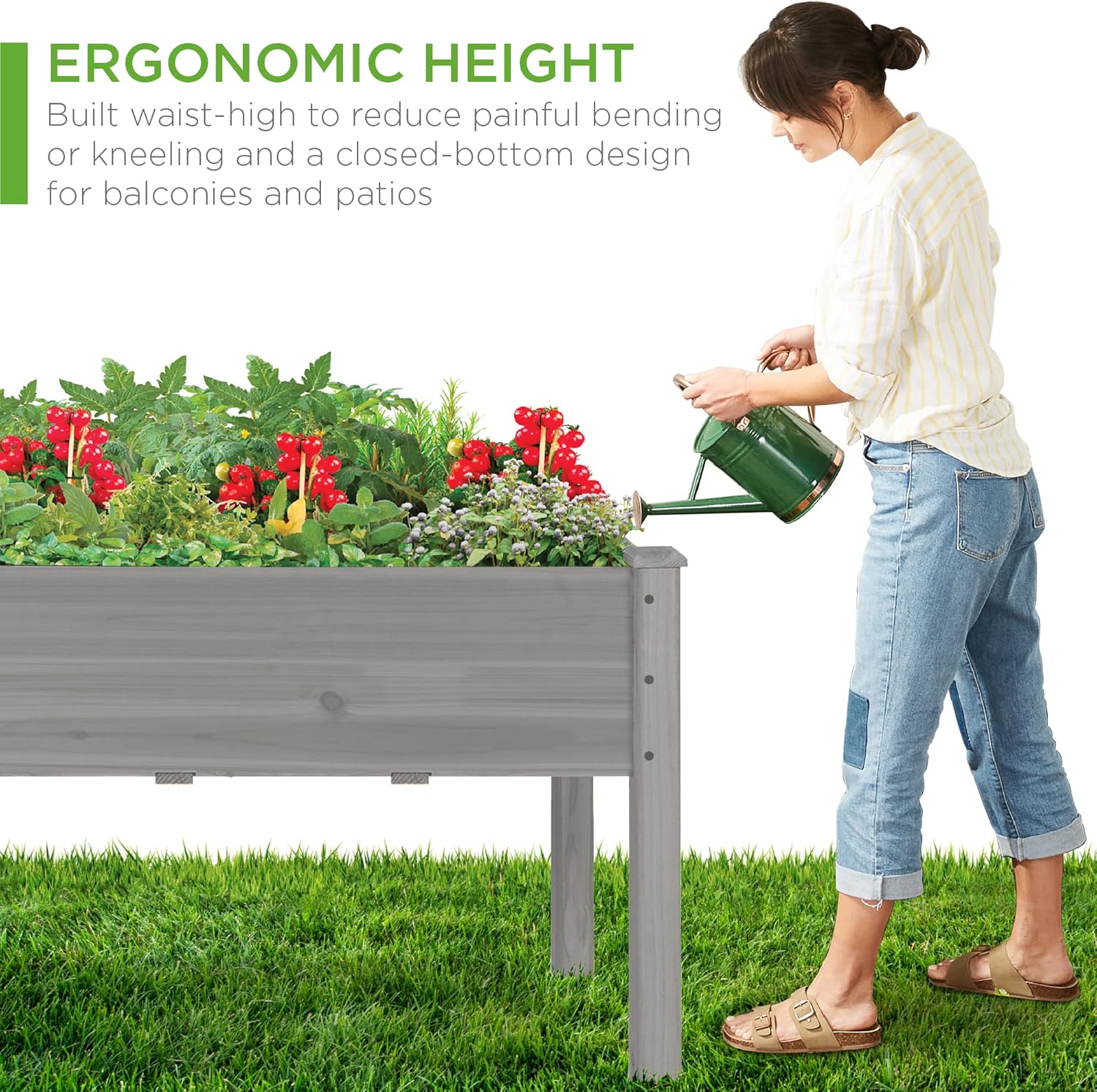 Best Choice Products 72x23x30in Raised Garden Bed, Elevated Wood Planter Box Stand for Backyard, Patio, Balcony w/Divider Panel, 6 Legs, 300lb Capacity - Natural