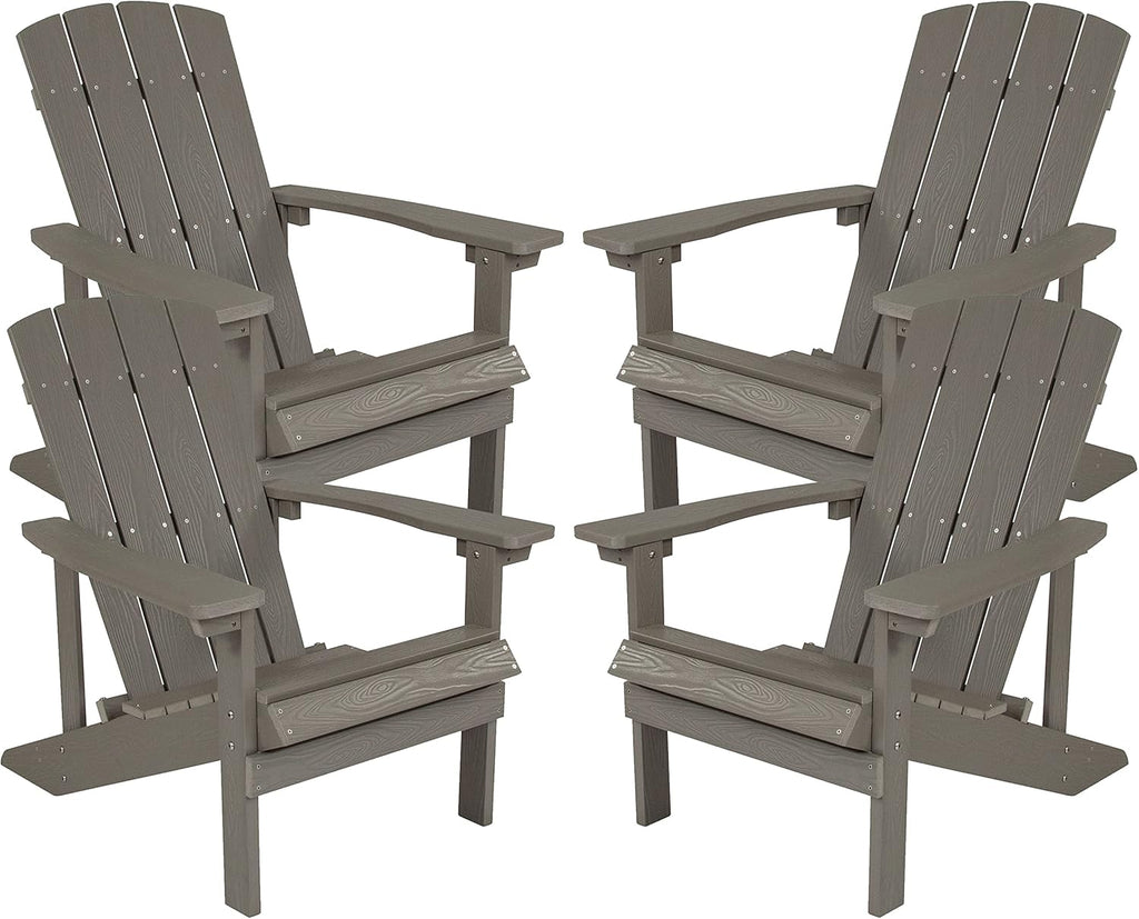 Flash Furniture Charlestown Commercial Grade Indoor/Outdoor Adirondack Chair, Weather Resistant Durable Poly Resin Deck and Patio Seating, Green
