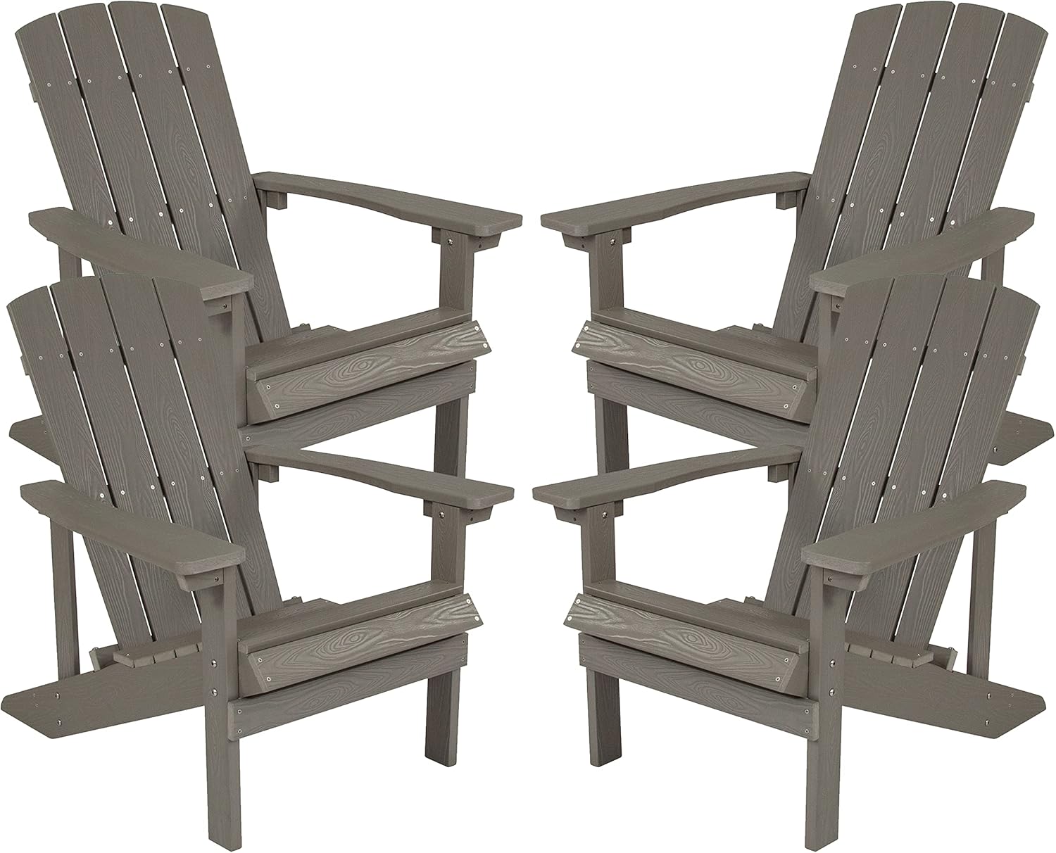 Flash Furniture Charlestown Commercial Grade Indoor/Outdoor Adirondack Chair, Weather Resistant Durable Poly Resin Deck and Patio Seating, Green