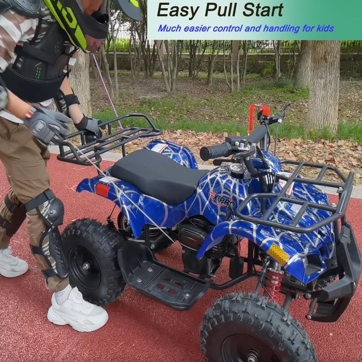 X-PRO Gas ATV 4 Wheelers 40cc ATV Quads Quad with Front and Rear Disc Brake for Kids (Pink Camo)