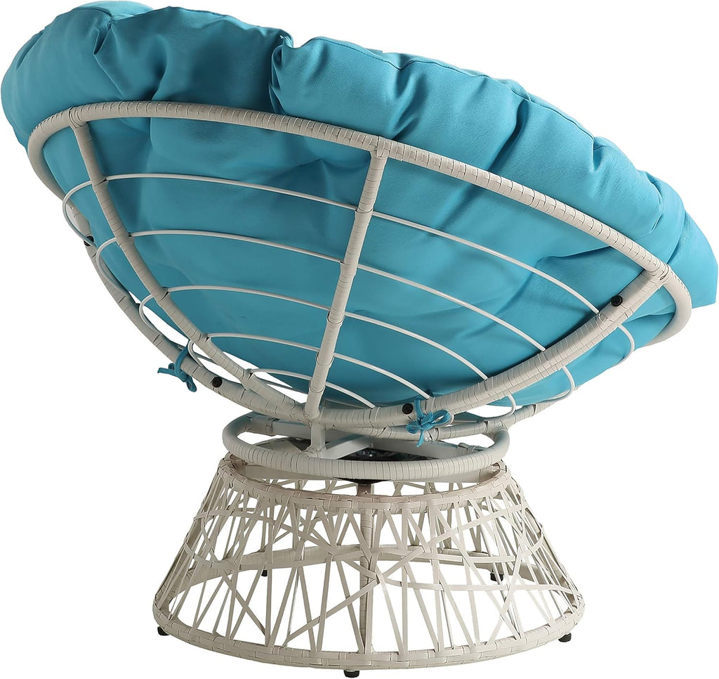 OSP Home Furnishings Wicker Papasan Chair with 360-Degree Swivel, Brown Frame with Brown Cushion