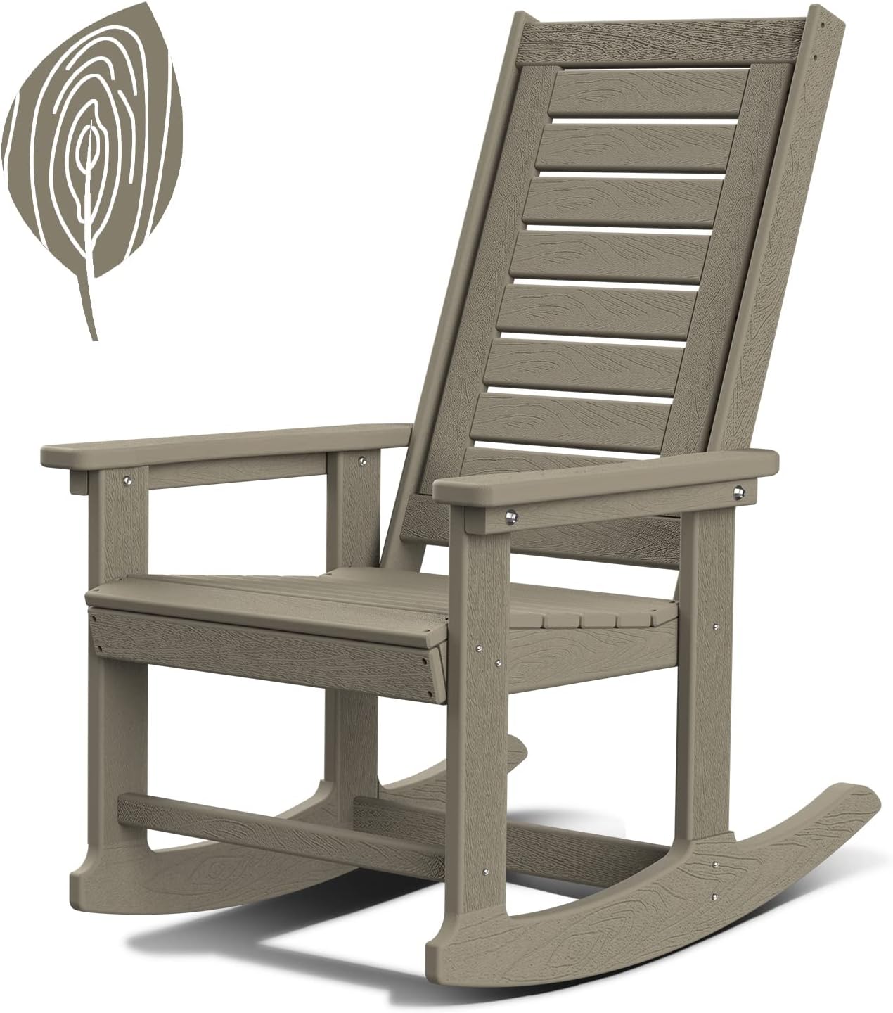 GREENVINES Outdoor Rocking Chairs | Set of 2 | Porch Rocker | HDPE Plastic | Black | Oversized Rockers | High Back | Big & Tall | Ladder Back | for Patio Outside Backyard Balcony Garden
