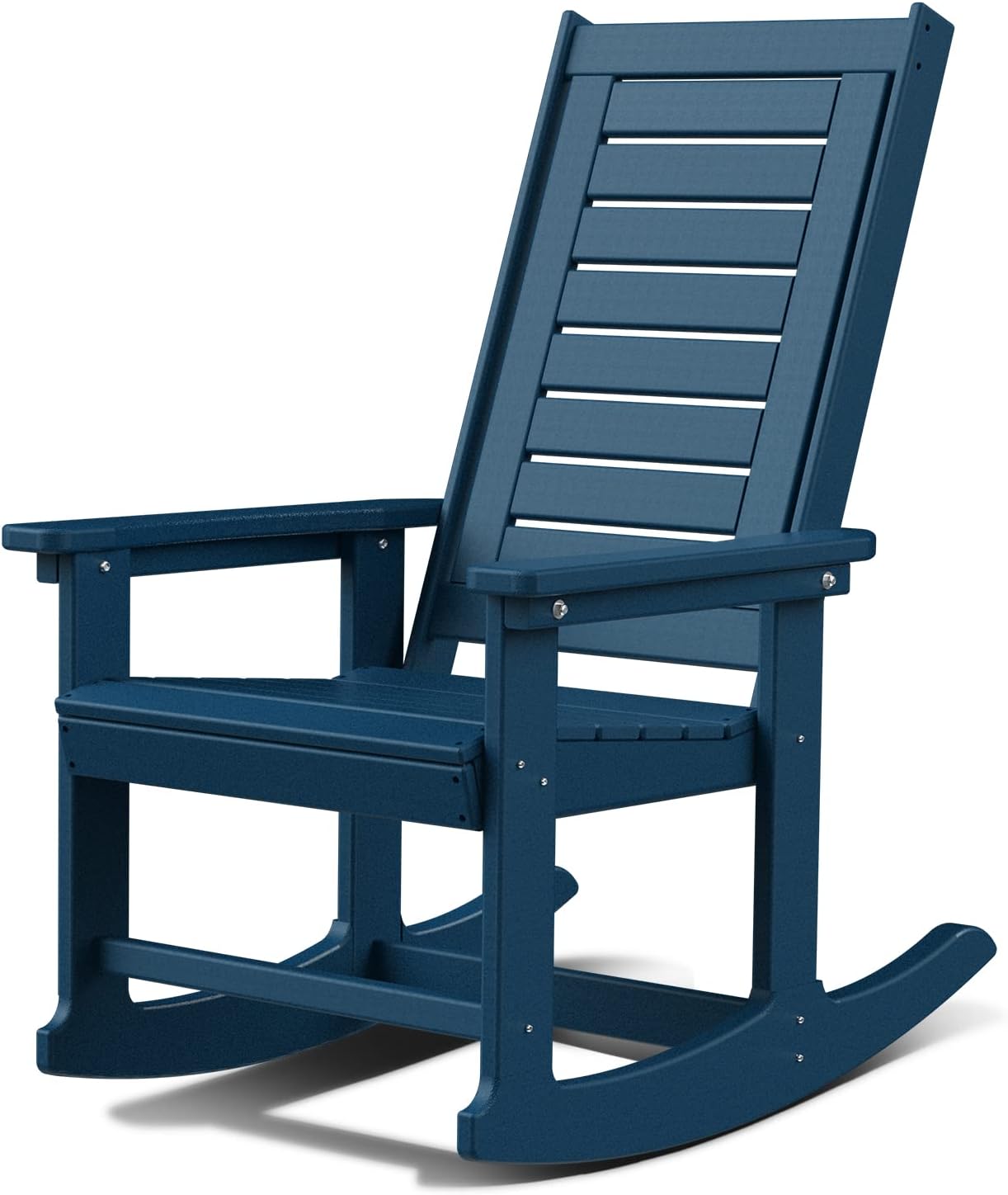 GREENVINES Outdoor Rocking Chairs | Set of 2 | Porch Rocker | HDPE Plastic | Black | Oversized Rockers | High Back | Big & Tall | Ladder Back | for Patio Outside Backyard Balcony Garden