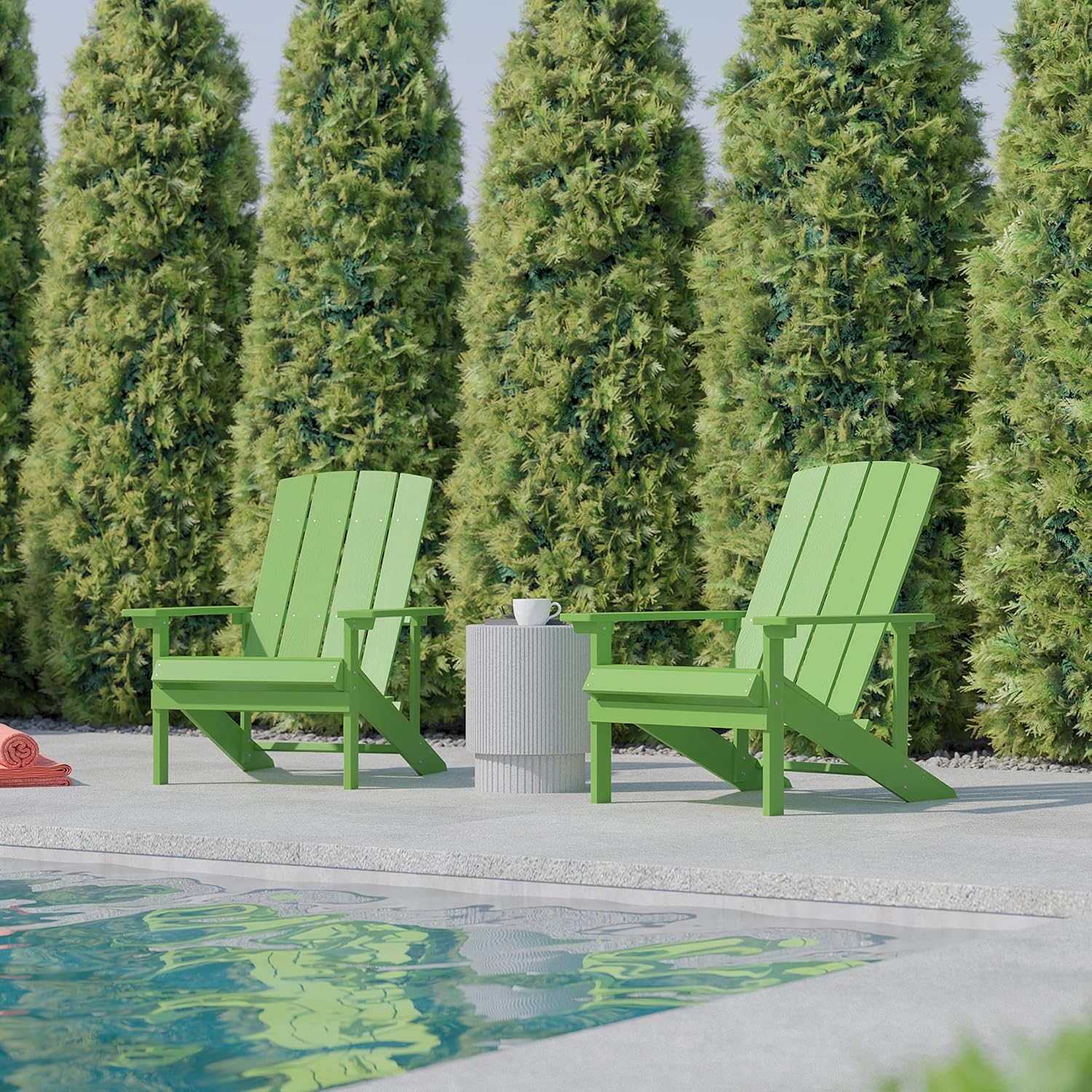 Flash Furniture Charlestown Commercial Grade Indoor/Outdoor Adirondack Chair, Weather Resistant Durable Poly Resin Deck and Patio Seating, Green