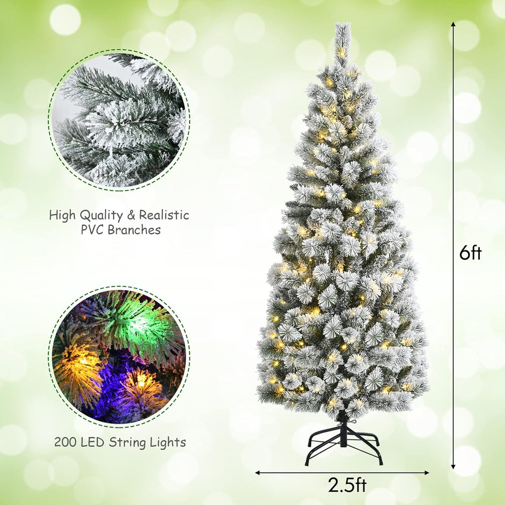Goplus 7ft Artificial White Christmas Tree Xmas Pine Tree with Solid Metal Legs Perfect for Indoor and Outdoor Holiday Decoration