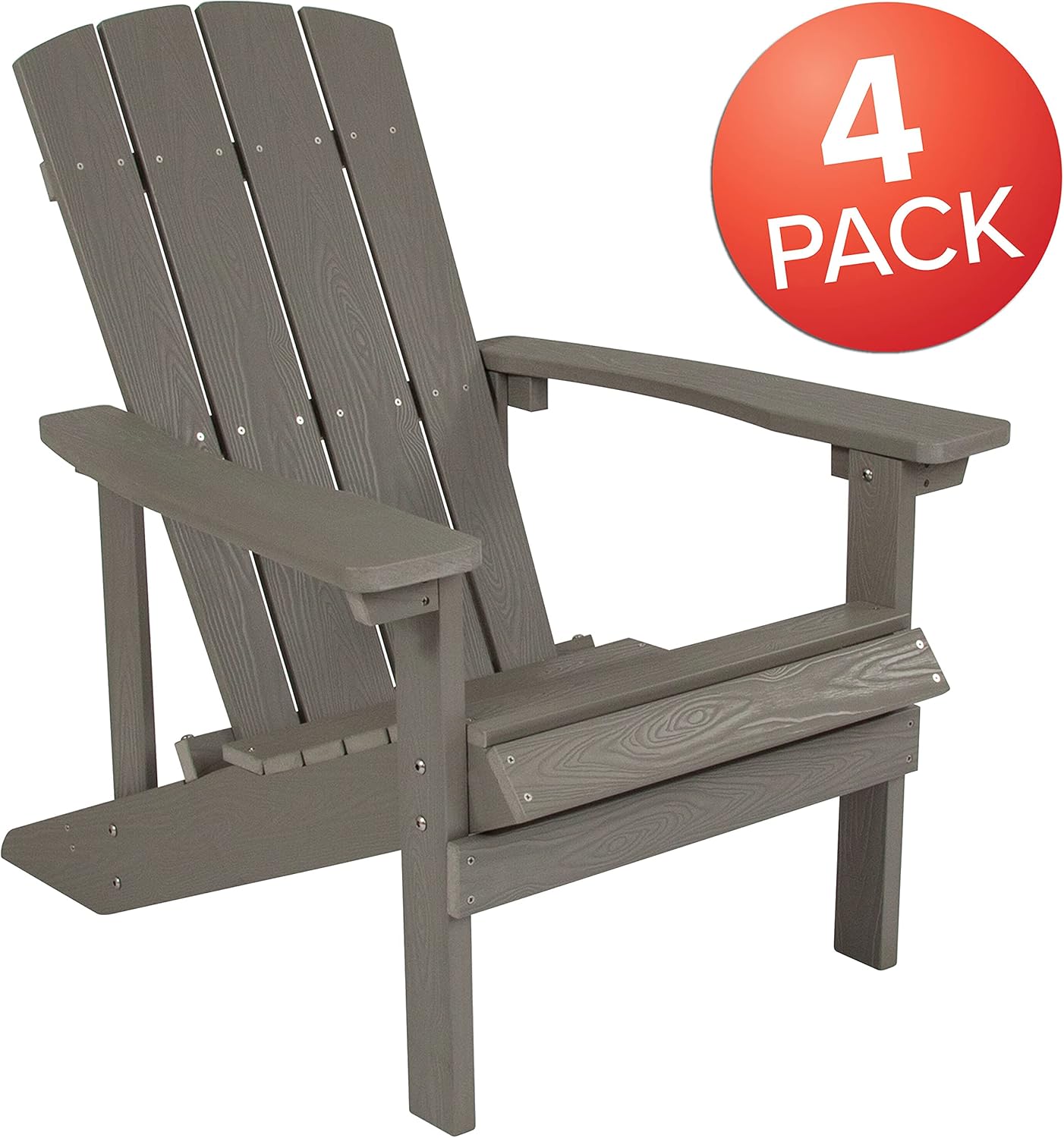 Flash Furniture Charlestown Commercial Grade Indoor/Outdoor Adirondack Chair, Weather Resistant Durable Poly Resin Deck and Patio Seating, Green