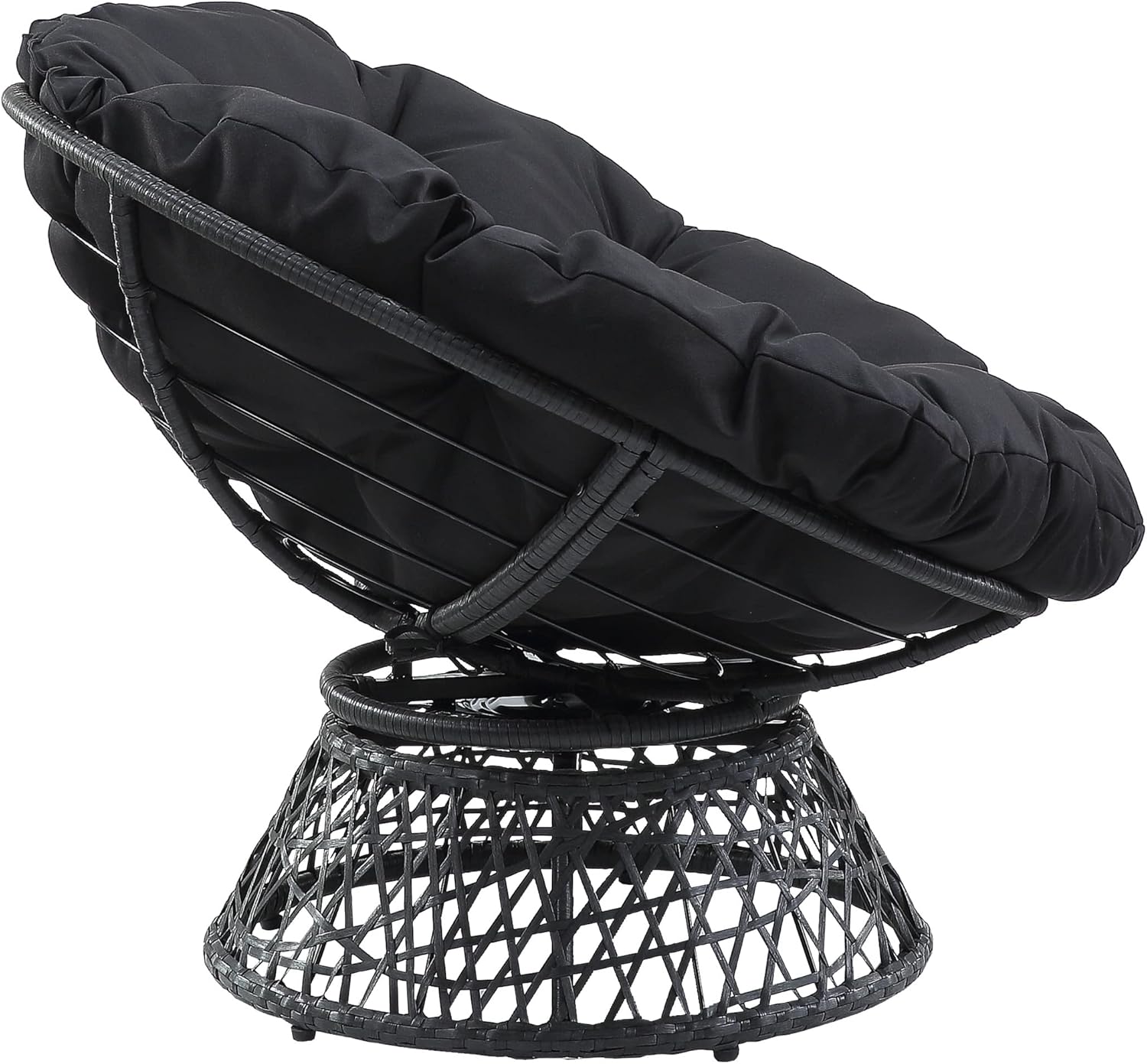 OSP Home Furnishings Wicker Papasan Chair with 360-Degree Swivel, Brown Frame with Brown Cushion