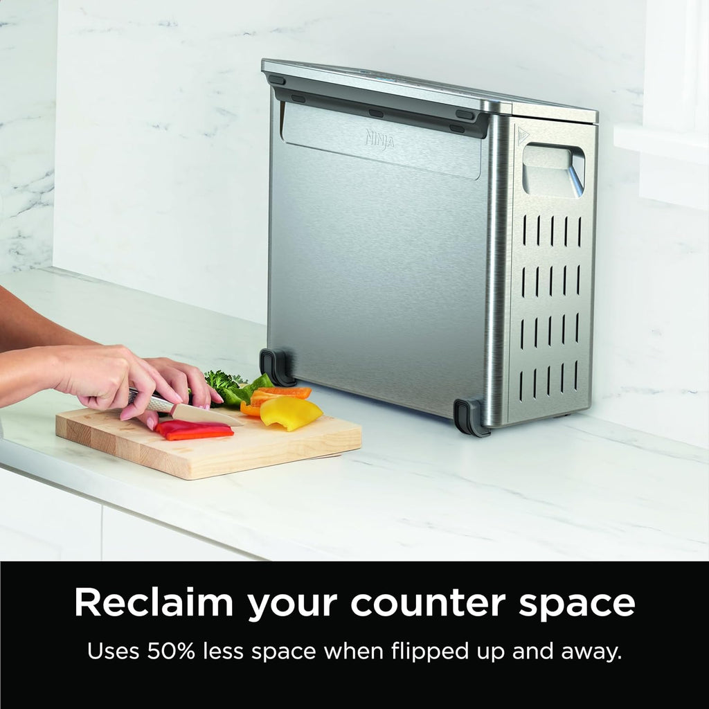 Ninja SP101 Digital Air Fry Countertop Oven with 8-in-1 Functionality, Flip Up & Away Capability for Storage Space, with Air Fry Basket, Wire Rack & Crumb Tray, Silver