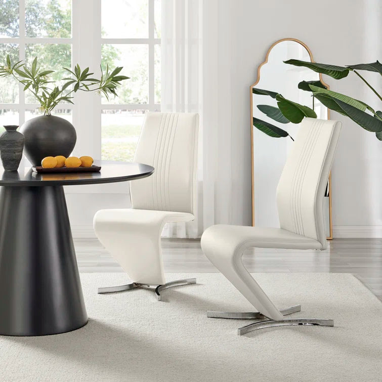 Wilhelm Faux Leather Chrome Feet 'Z' Leg Dining Chairs Modern Design
