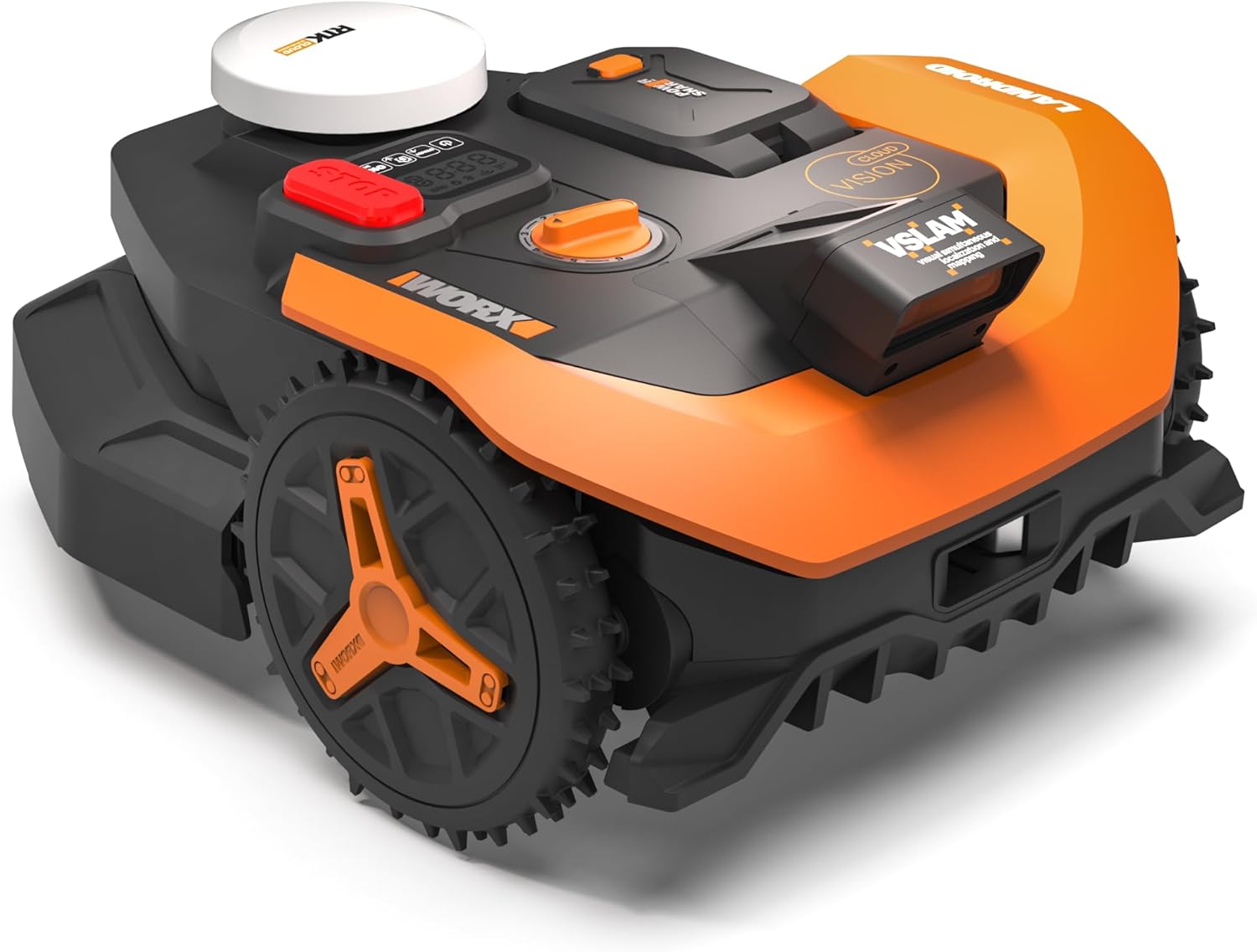 WORX Landroid Vision Cloud Robot Lawn Mower, No Perimeter Wire Robot Mower for 1/2 Acre, AI Obstacle Avoidance + RTK Cloud Navigation, 30% Slope, Auto Mapping, App Control, WR320