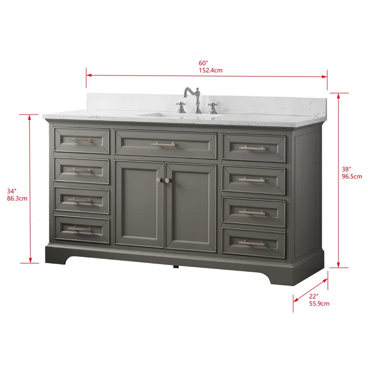 Annaline 60'' Single Bathroom Vanity with Engineered Stone Top