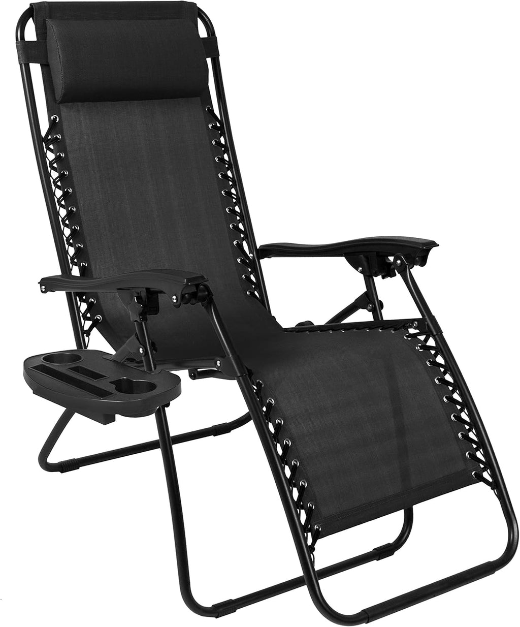 Best Choice Products Set of 2 Adjustable Steel Mesh Zero Gravity Lounge Chair Recliners w/Pillows and Cup Holder Trays - Beige