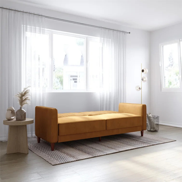 Perdue 81.5" Velvet Square Arm Convertible Sofa