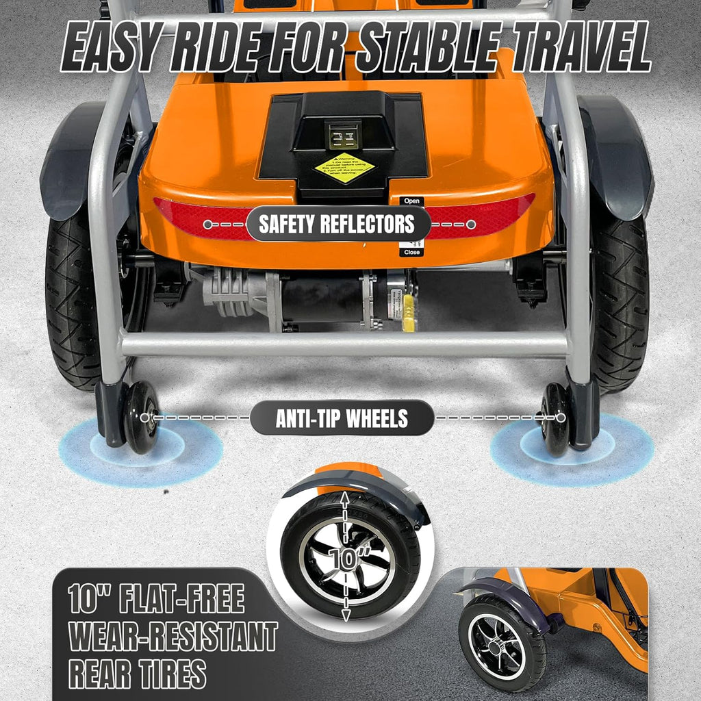 R3b-Mobility Scooters for Seniors Adults Ultra Lightweight Electric Powered Folding 4 Wheel Mobility Scooter with Headlight Cup Holder, Compact & Convenient for Travel Airline Approved, Blue