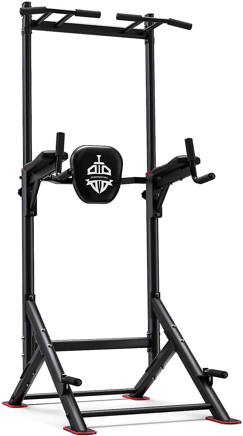 Sportsroyals Pull Up Bar Dip Station Power Tower Assistive Trainer Multi-Function Home Gym Strength Training Fitness Equipment 450LBS