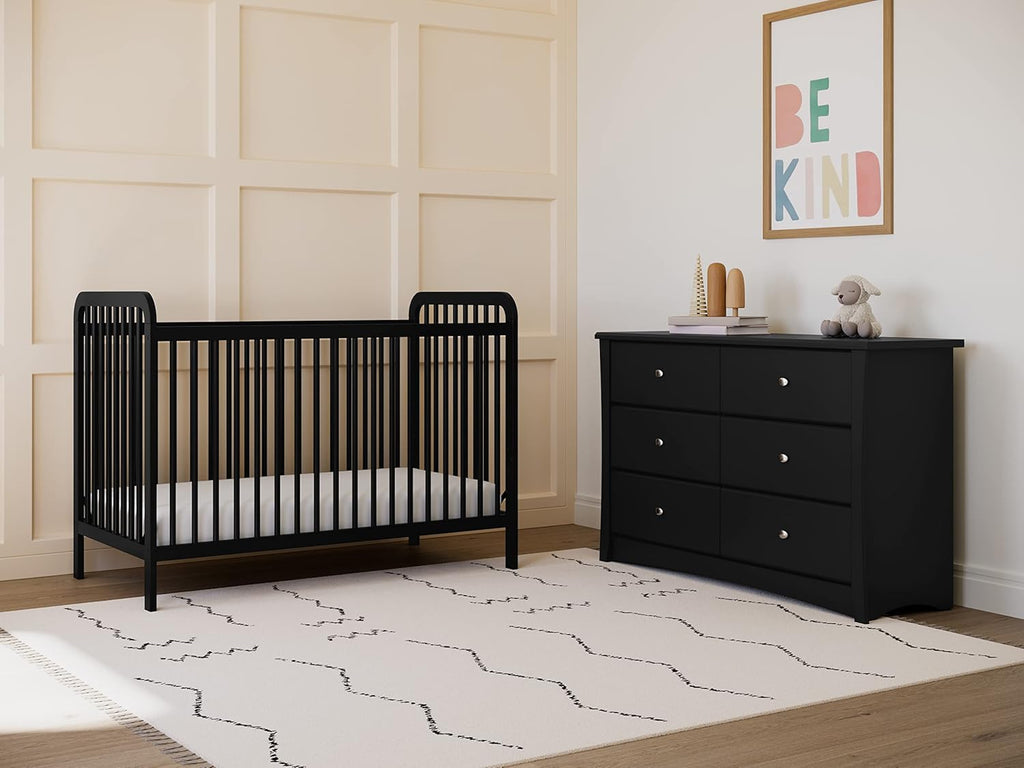 Storkcraft Crescent 6 Drawer Double Dresser (Pebble Gray) – GREENGUARD Gold Certified, For Nursery, Dresser, Kids Nursery Organizer, Chest of Drawers