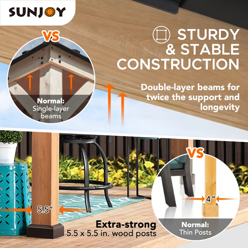Sunjoy Solid Wood Patio Gazebo