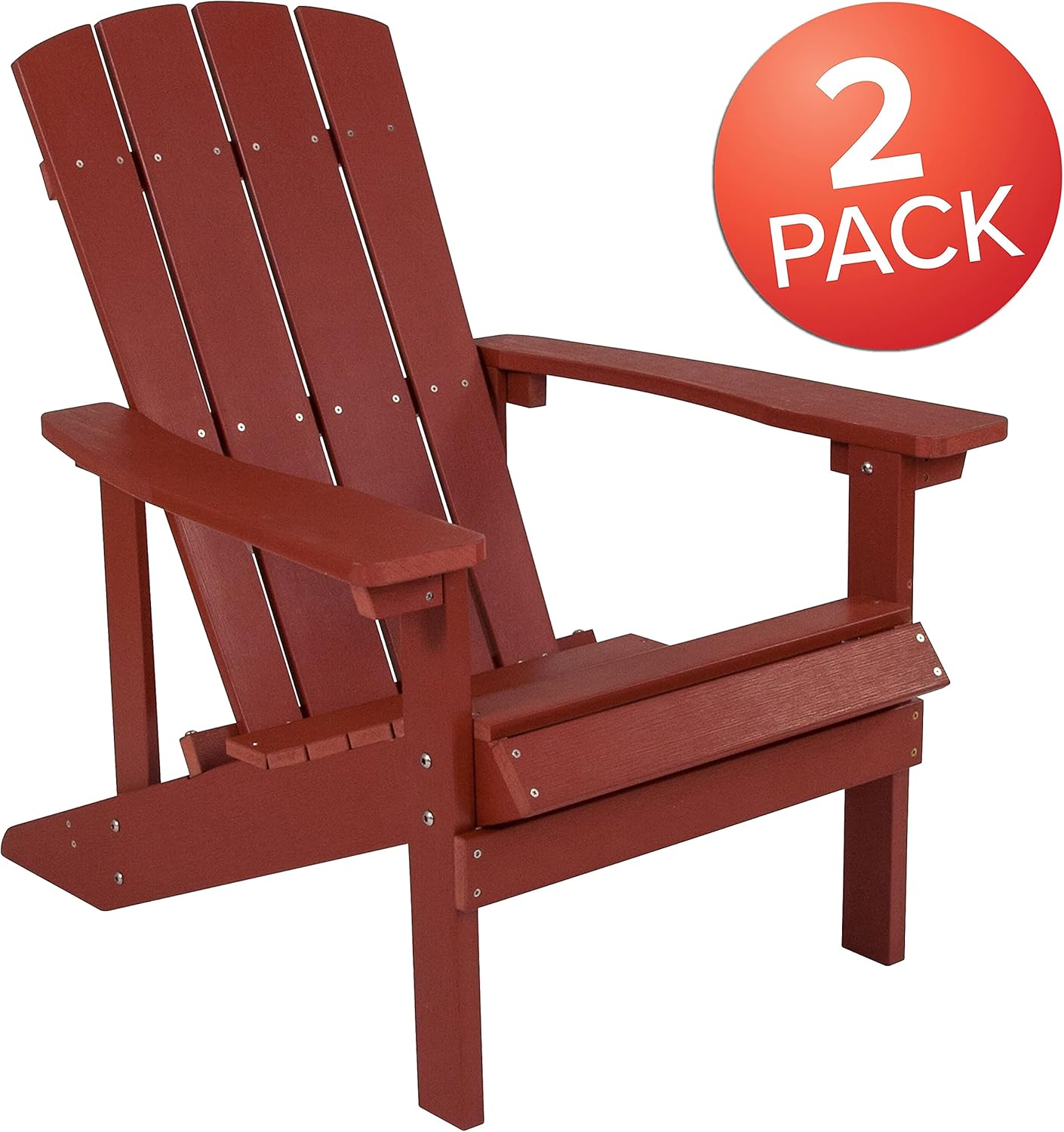 Flash Furniture Charlestown Commercial Grade Indoor/Outdoor Adirondack Chair, Weather Resistant Durable Poly Resin Deck and Patio Seating, Green