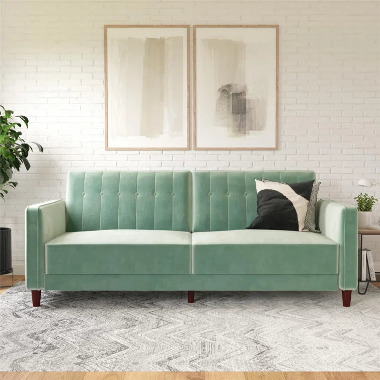 Perdue 81.5" Velvet Square Arm Convertible Sofa