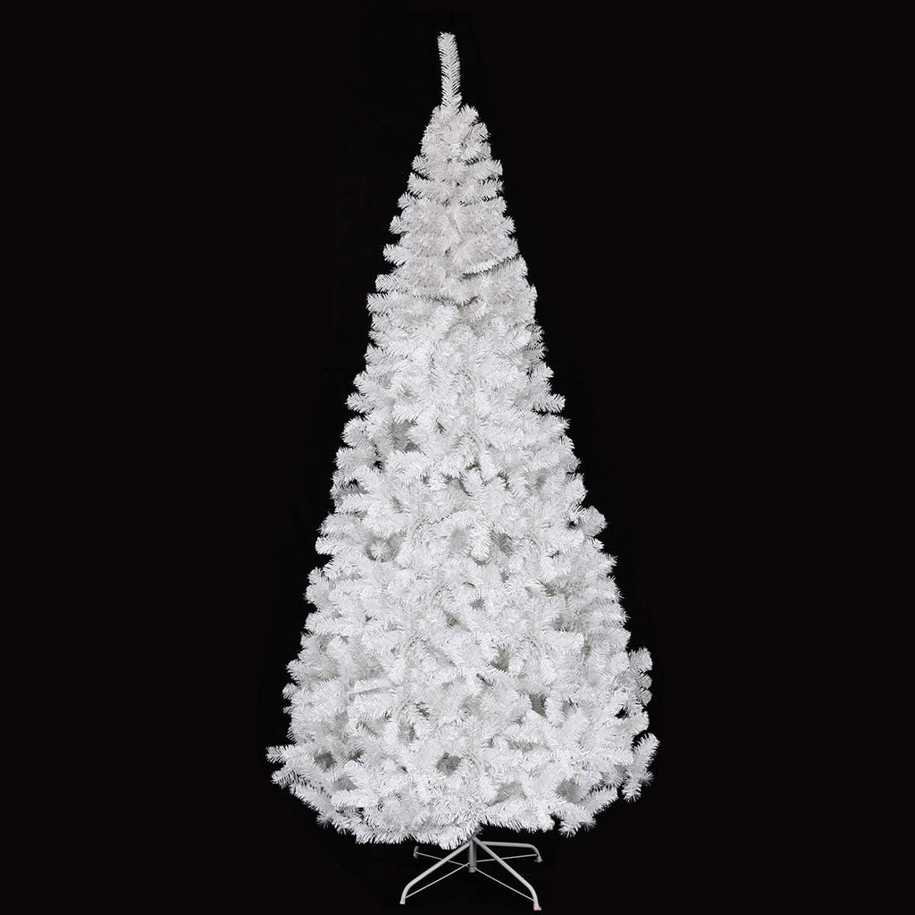 Goplus 7ft Artificial White Christmas Tree Xmas Pine Tree with Solid Metal Legs Perfect for Indoor and Outdoor Holiday Decoration