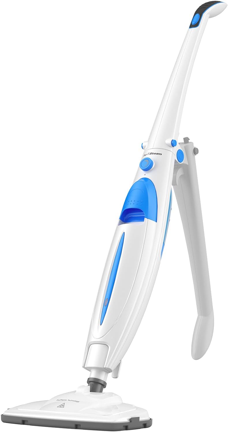 PurSteam ScrubMaster Steam Mop with Dual Scrubbing Head, LED Headlights, Adjustable Steam Control, Anti-Slip Swivel Head, Cable Holder & Upright Lock