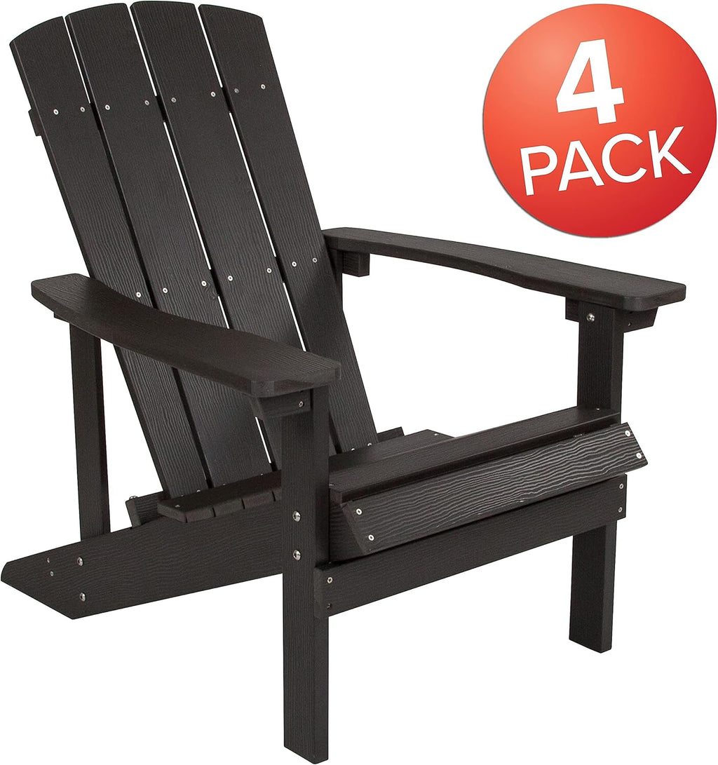 Flash Furniture Charlestown Commercial Grade Indoor/Outdoor Adirondack Chair, Weather Resistant Durable Poly Resin Deck and Patio Seating, Green