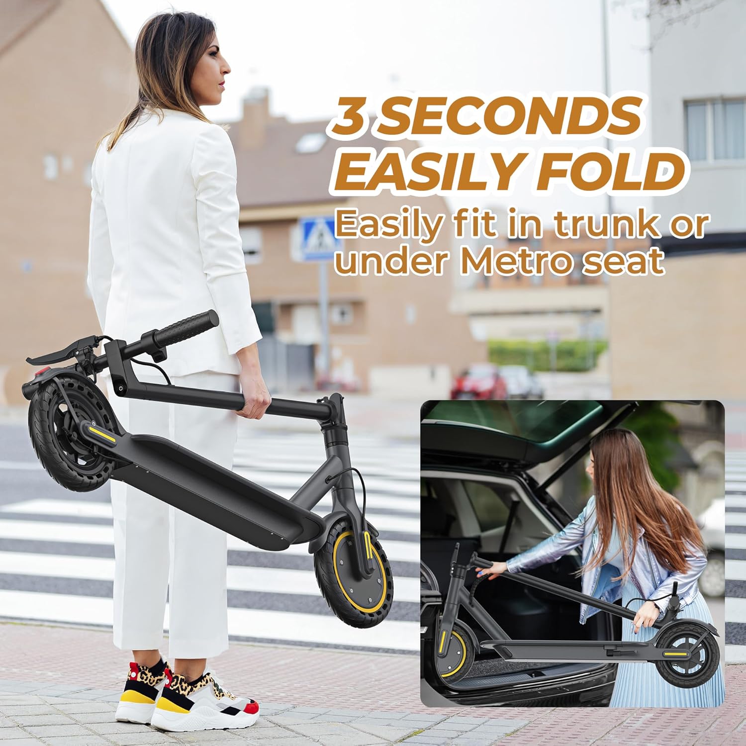 WERHY Electric Scooter, 350W/500W Motor, Top Speed 19/22 mph, Max 16/23/28Miles Ranges, Foldable E Scooter for Adults