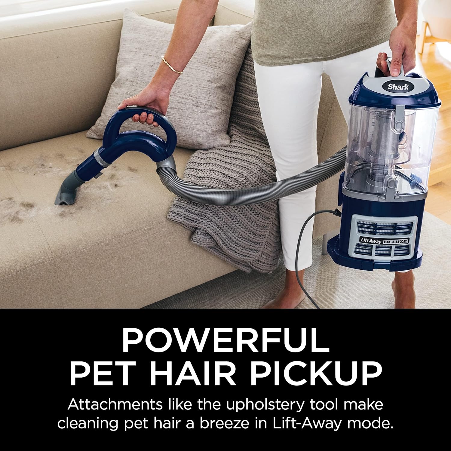 Shark Upright Vacuum, Navigator Lift-Away with Swivel Steering, HEPA Filter, XL Dust Cup, Pet Power, Dusting Brush, and Crevice Tool, Perfect for Pet Hair, White/Silver, NV356E