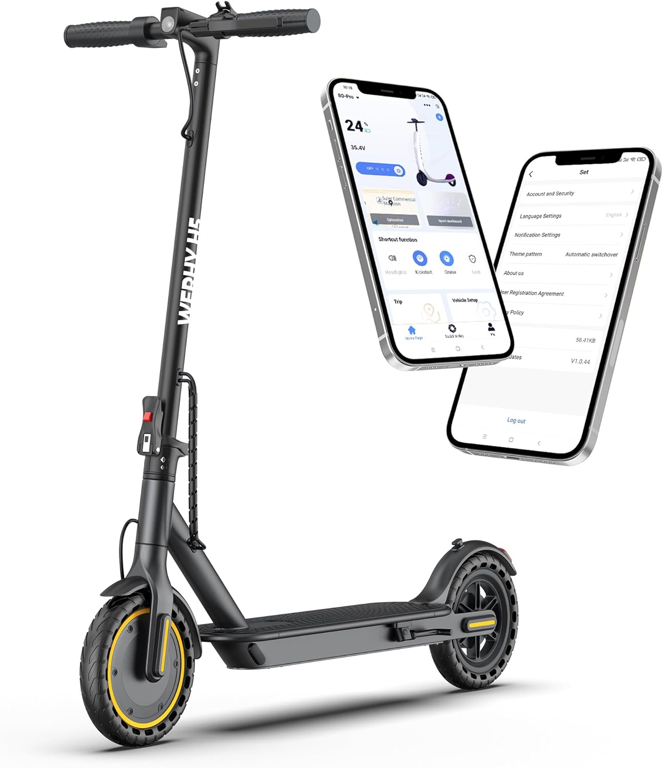 WERHY Electric Scooter, 350W/500W Motor, Top Speed 19/22 mph, Max 16/23/28Miles Ranges, Foldable E Scooter for Adults