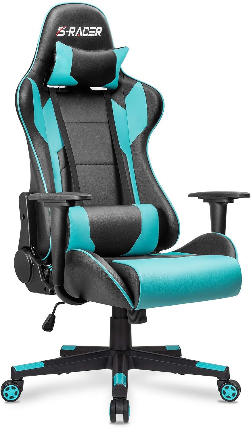 Homall Gaming Chair, Office Chair High Back Computer Chair Leather Desk Chair Racing Executive Ergonomic Adjustable Swivel Task Chair with Headrest and Lumbar Support (Dark Black)
