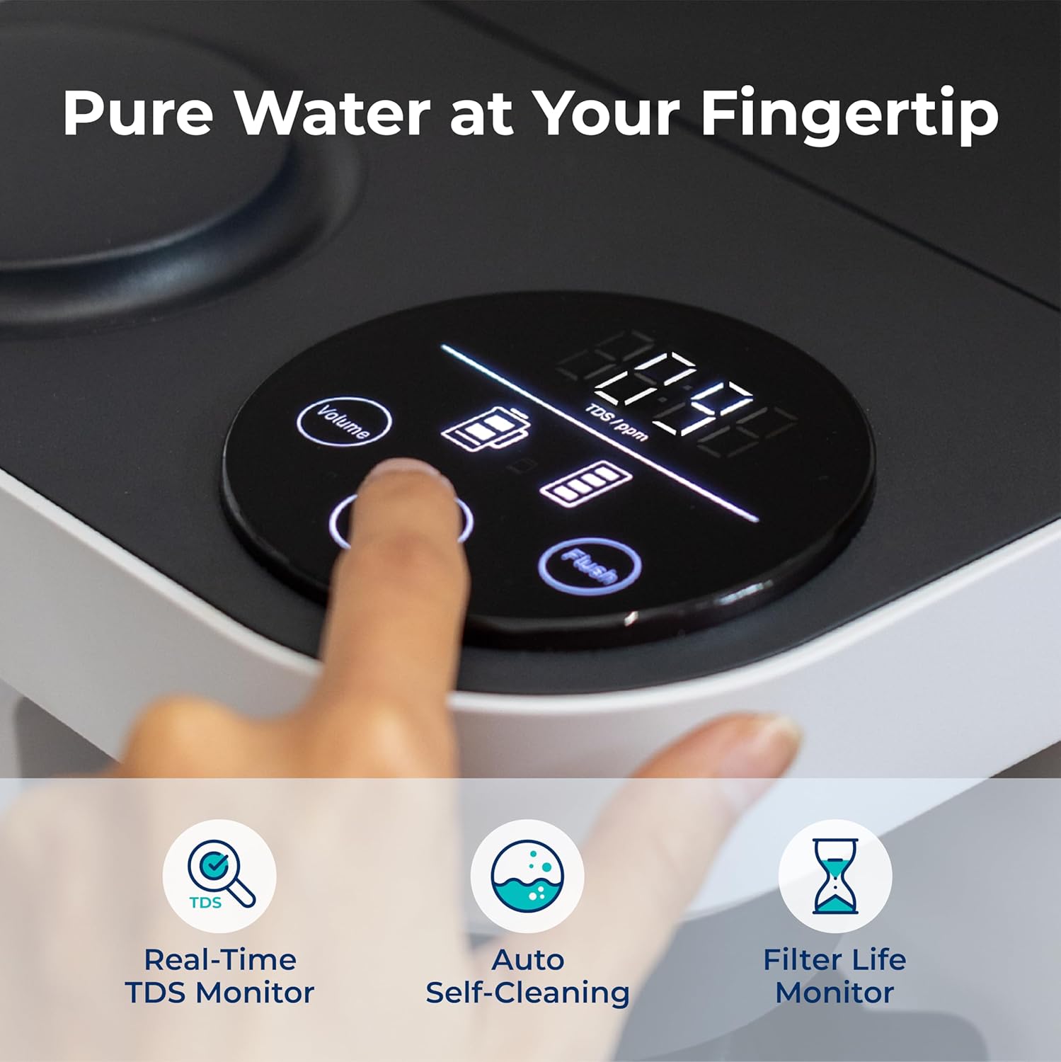 Bluevua RO100ROPOT-LITE Countertop Reverse Osmosis Water Filter System, 5 Stage Purification, 3:1 Pure to Drain, Portable Water Purifier (No Installation Required) (Blue)