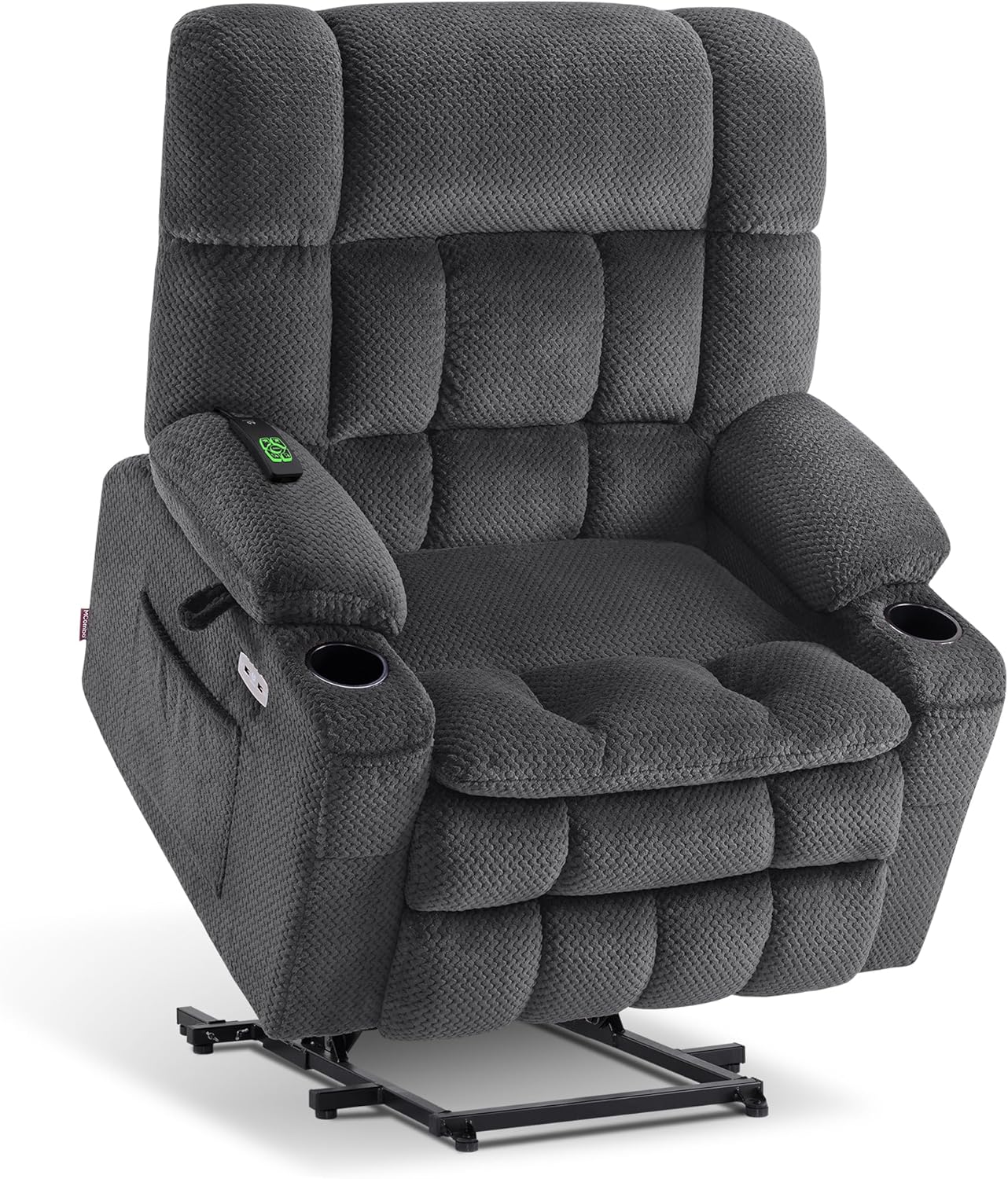 MCombo Dual Motor Power Lift Recliner Chair with Massage and Heat for Elderly People, Infinite Position, USB Ports, Cup Holders, Fabric 7890 (Medium, Yale Blue)