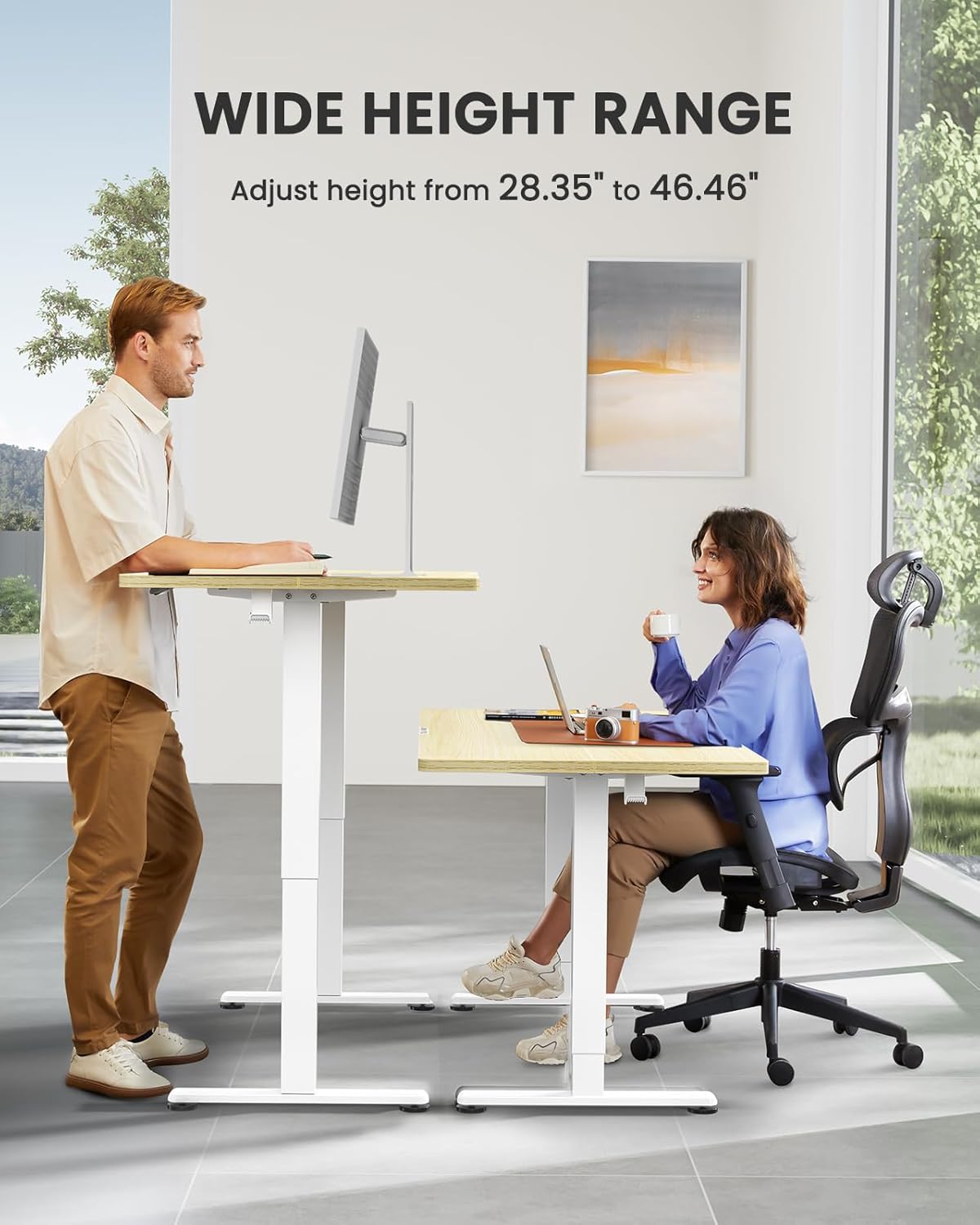 ErGear Height Adjustable Electric Standing Desk, 40 x 24 Inches Sit Stand up Desk, Memory Computer Home Office Desk (Light Vintage Brown)