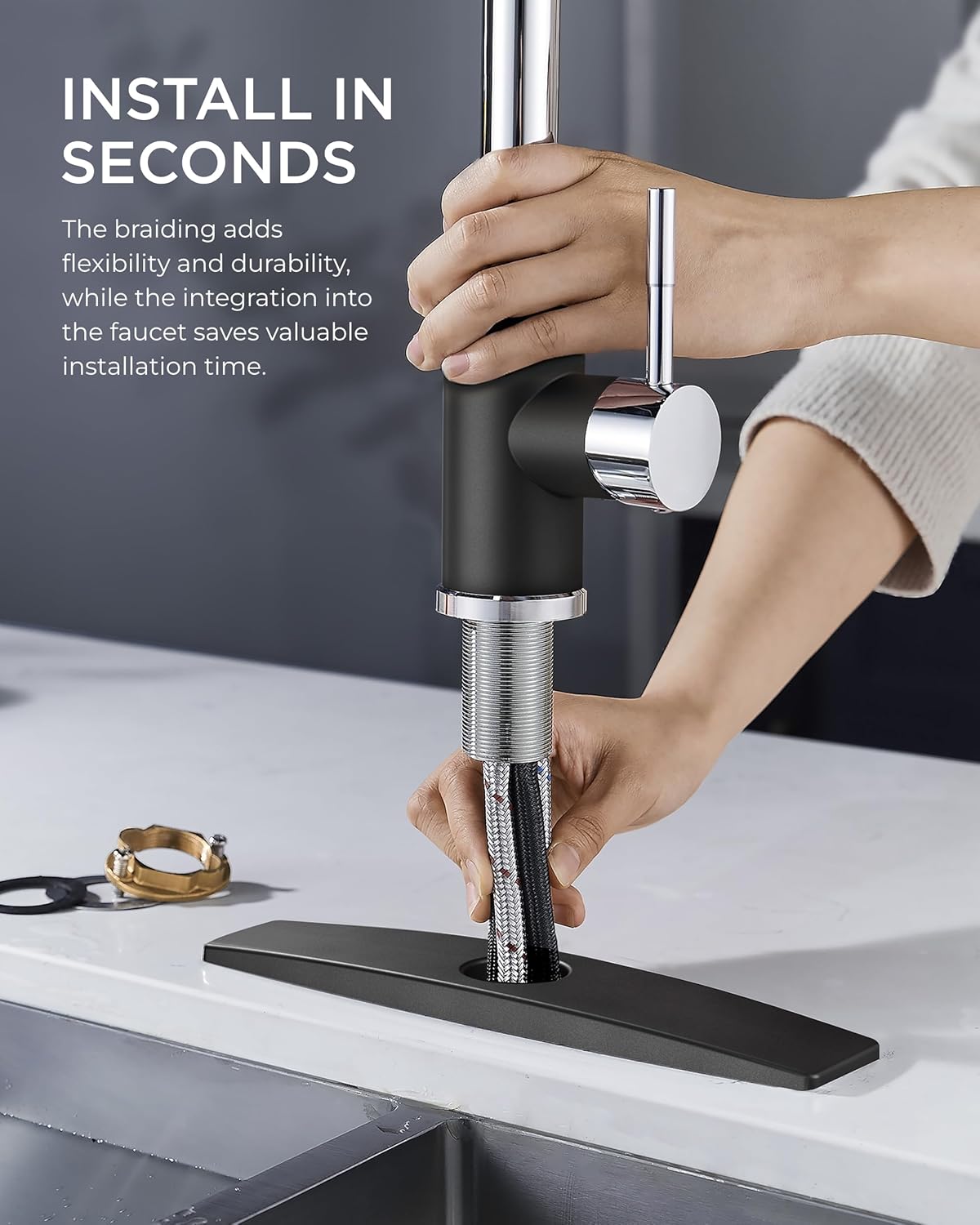 FORIOUS Touchless Kitchen Faucets, Brushed Nickel Kitchen Faucet with Pull Down Sprayer, Single Handle Smart Motion Sensor Kitchen Sink Faucet,Contemporary Hands-Free Sink Faucet for Farmhouse Laundry