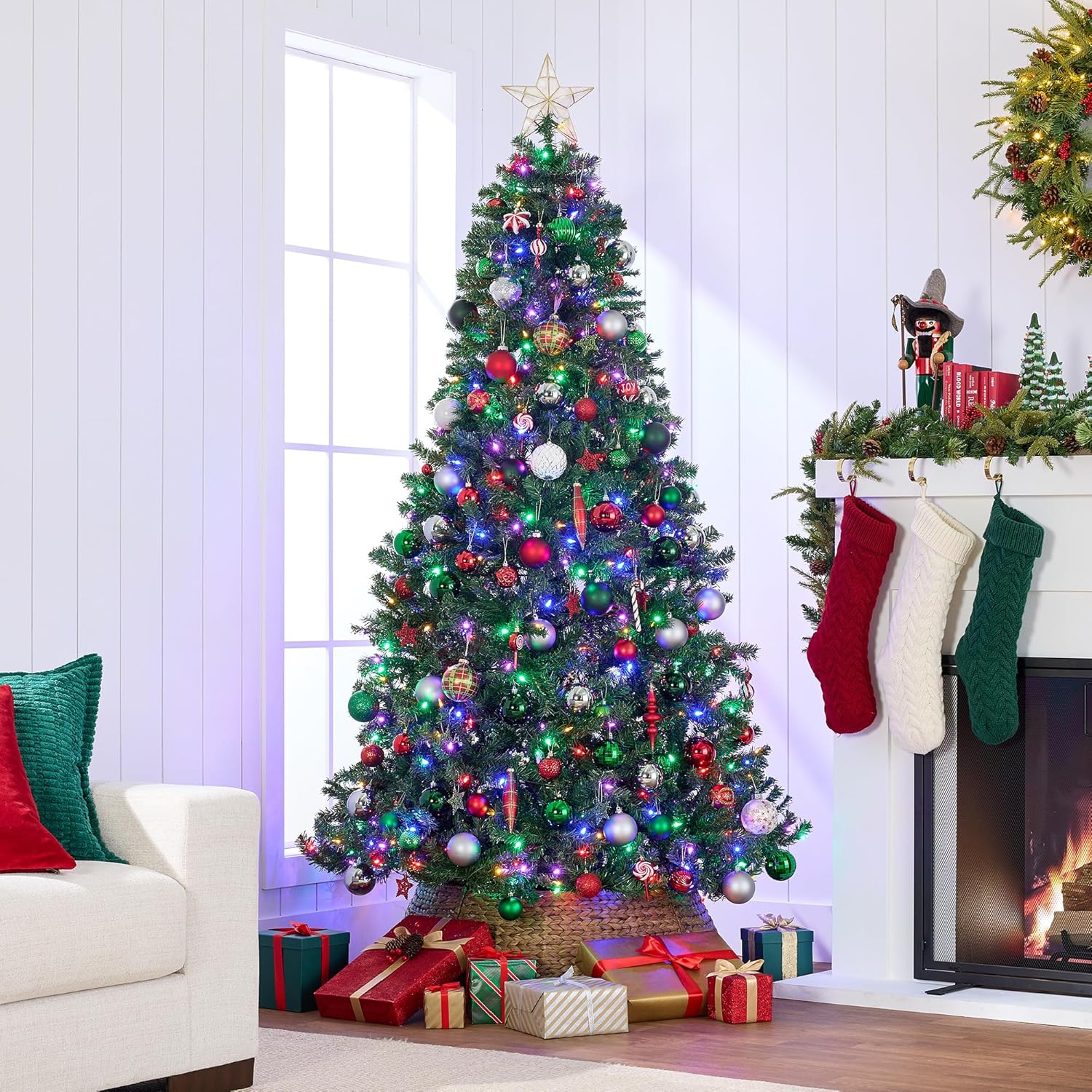 Best Choice Products Artificial Christmas Tree, 6ft Premium Pre-Lit Realistic Spruce Holiday Décor w/Dense Branches, Metal Base - Green Spruce