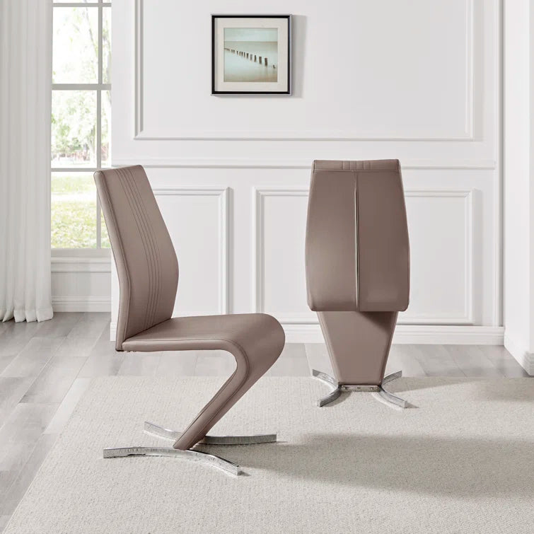 Wilhelm Faux Leather Chrome Feet 'Z' Leg Dining Chairs Modern Design