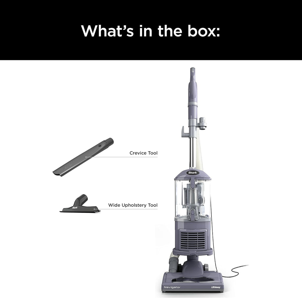 Shark Upright Vacuum, Navigator Lift-Away with Swivel Steering, HEPA Filter, XL Dust Cup, Pet Power, Dusting Brush, and Crevice Tool, Perfect for Pet Hair, White/Silver, NV356E