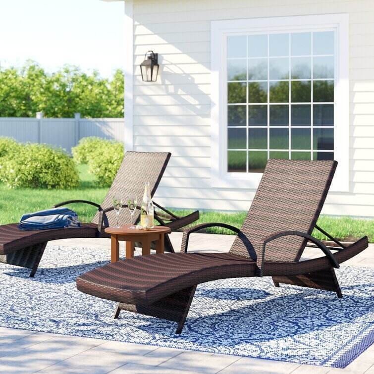 Breton Outdoor Wicker Chaise Lounge (Set of 2)