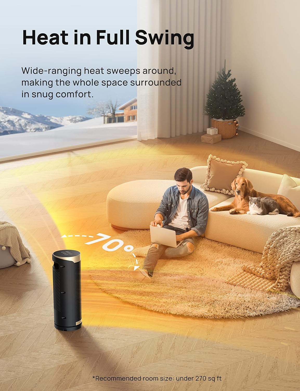 Dreo Space Heater for Bathroom and Indoor, 70°Oscillating, 5 Modes, Remote for Home Bedroom, 12H Timer, with ALCI Safety Plug