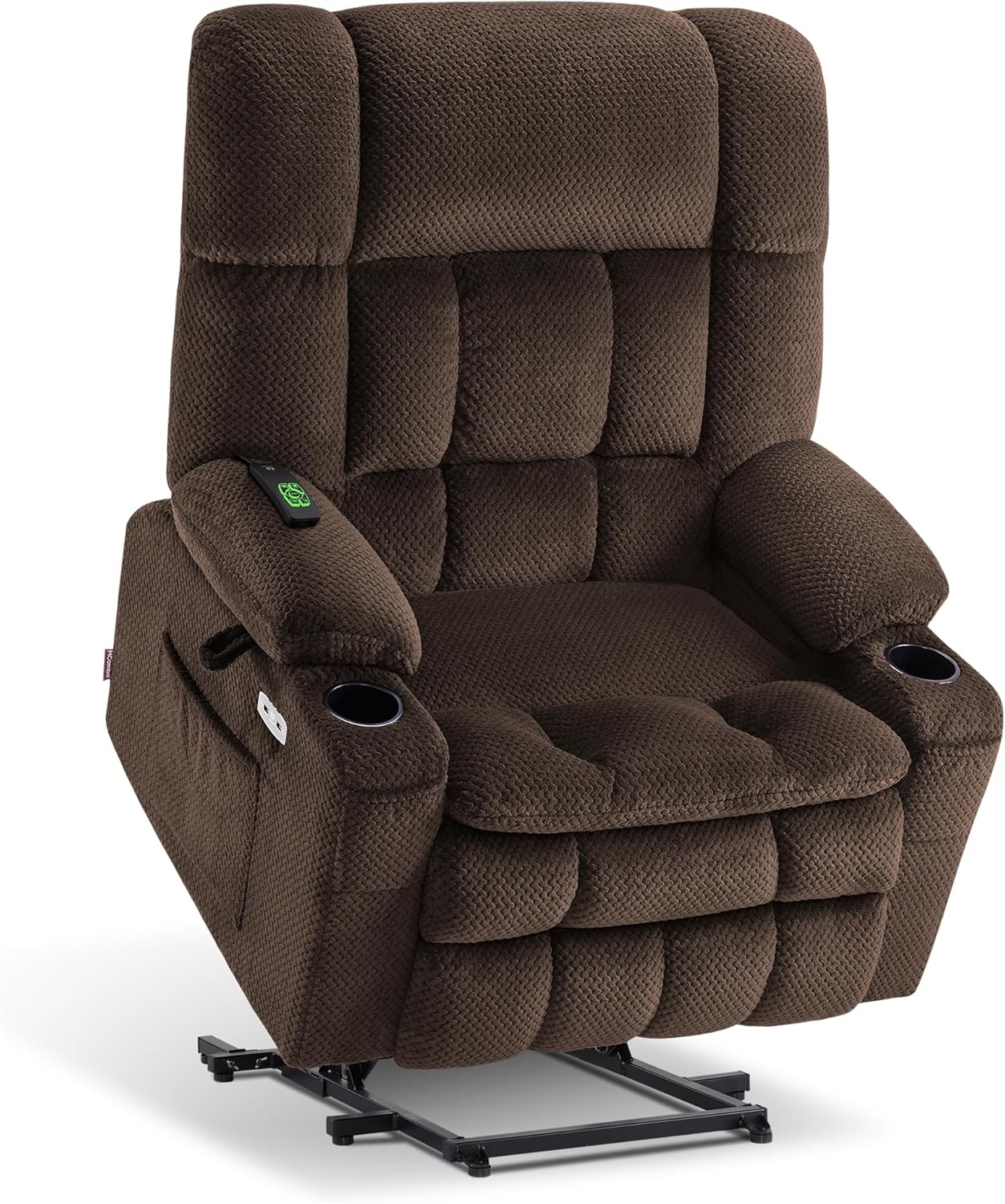 MCombo Dual Motor Power Lift Recliner Chair with Massage and Heat for Elderly People, Infinite Position, USB Ports, Cup Holders, Fabric 7890 (Medium, Yale Blue)