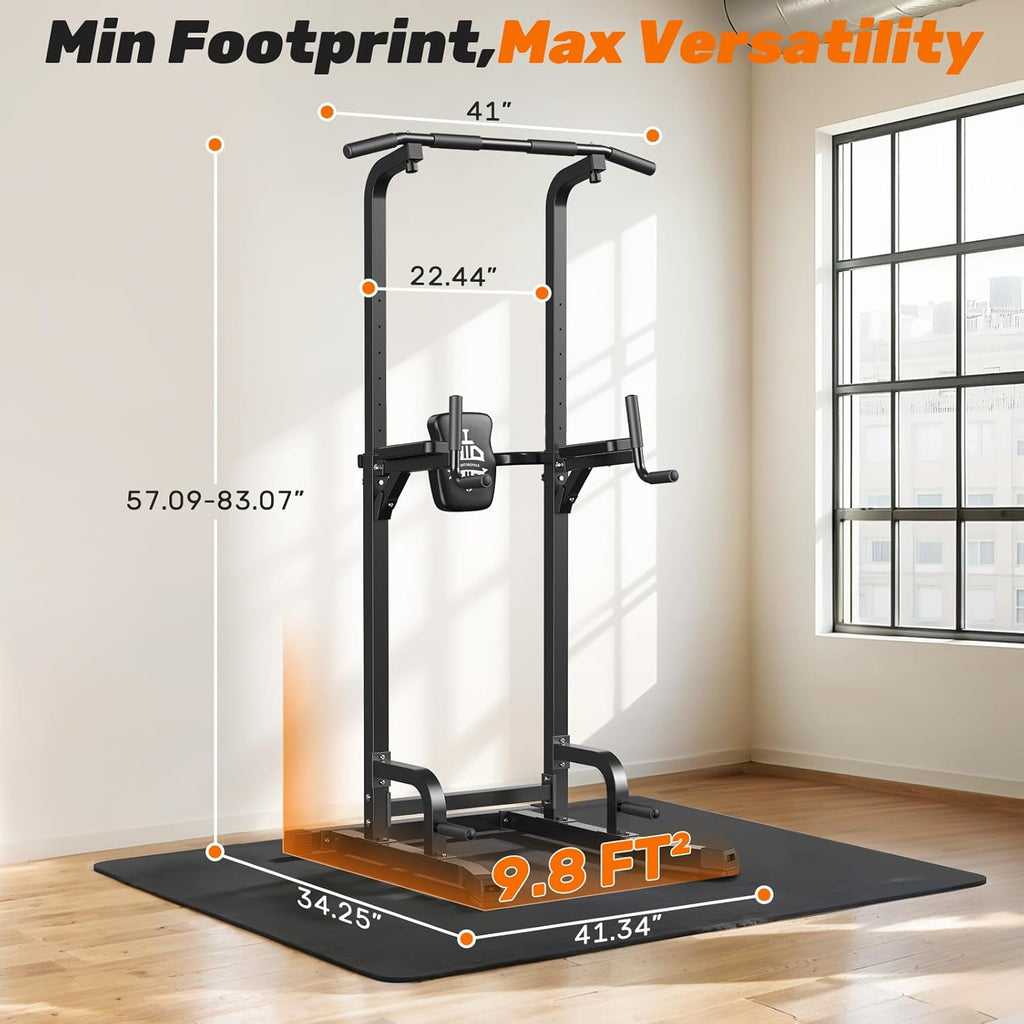 Sportsroyals Pull Up Bar Dip Station Power Tower Assistive Trainer Multi-Function Home Gym Strength Training Fitness Equipment 450LBS