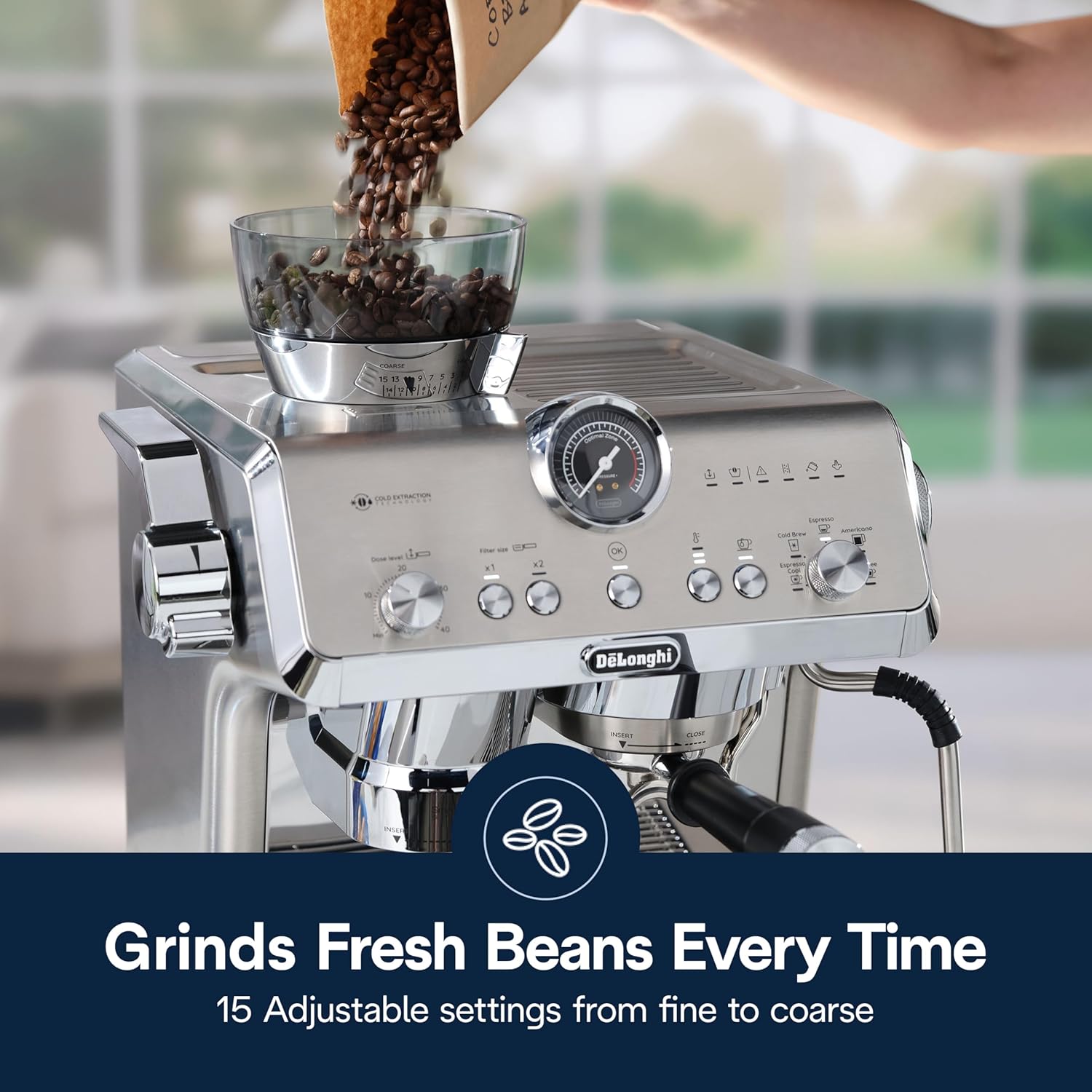 De'Longhi La Specialista Maestro Espresso Machine with Grinder, Auto & Manual Milk Frother – Bean-to-Cup Cold Brew Coffee with Cold Extraction Technology, Variable Temp & Tamping Tool, 8 Drink Presets