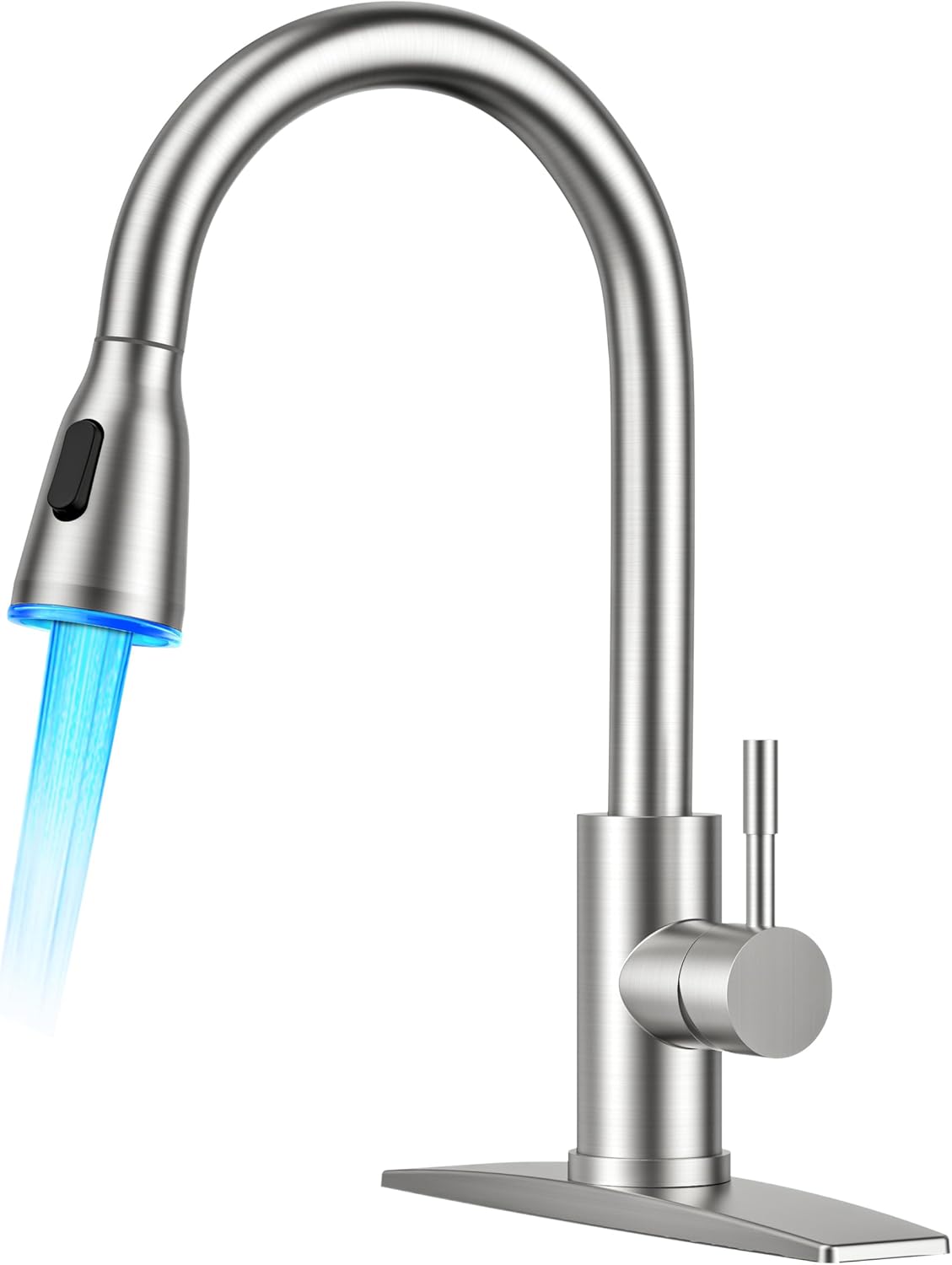 FORIOUS Touchless Kitchen Faucets, Brushed Nickel Kitchen Faucet with Pull Down Sprayer, Single Handle Smart Motion Sensor Kitchen Sink Faucet,Contemporary Hands-Free Sink Faucet for Farmhouse Laundry