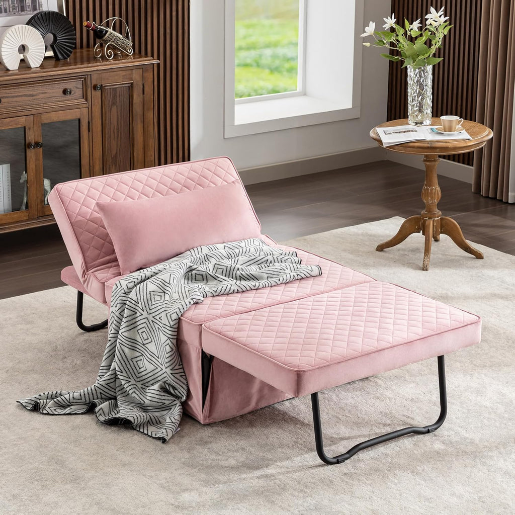 Sofa Bed, 4 in 1 Multi-Function Folding Ottoman Breathable Linen Couch Bed with Adjustable Backrest Modern Convertible Chair for Living Room Apartment Office