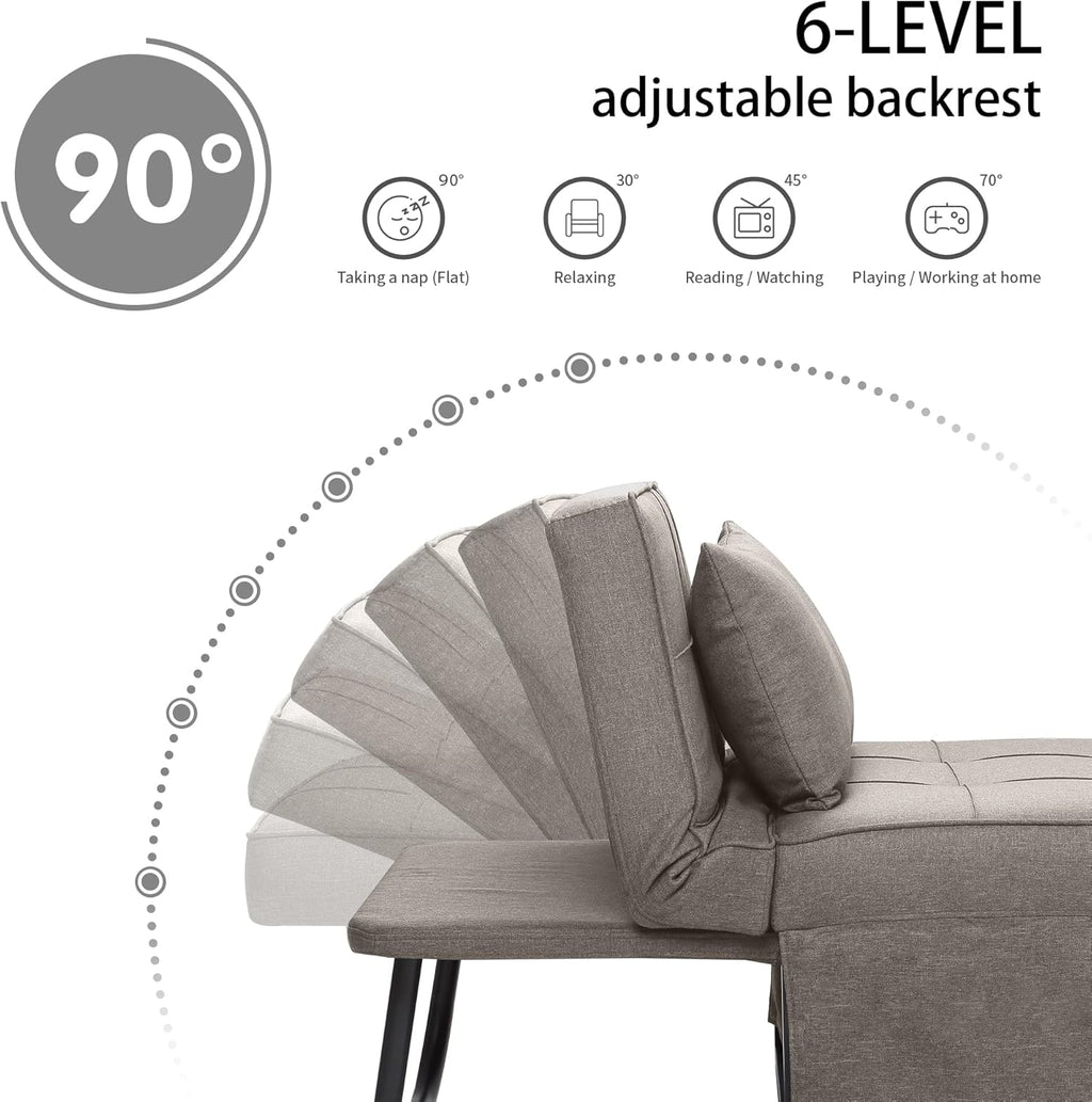 Sofa Bed, 4 in 1 Multi-Function Folding Ottoman Breathable Linen Couch Bed with Adjustable Backrest Modern Convertible Chair for Living Room Apartment Office